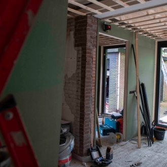 Installatiewerkzaamheden voor nieuwe uitbouw